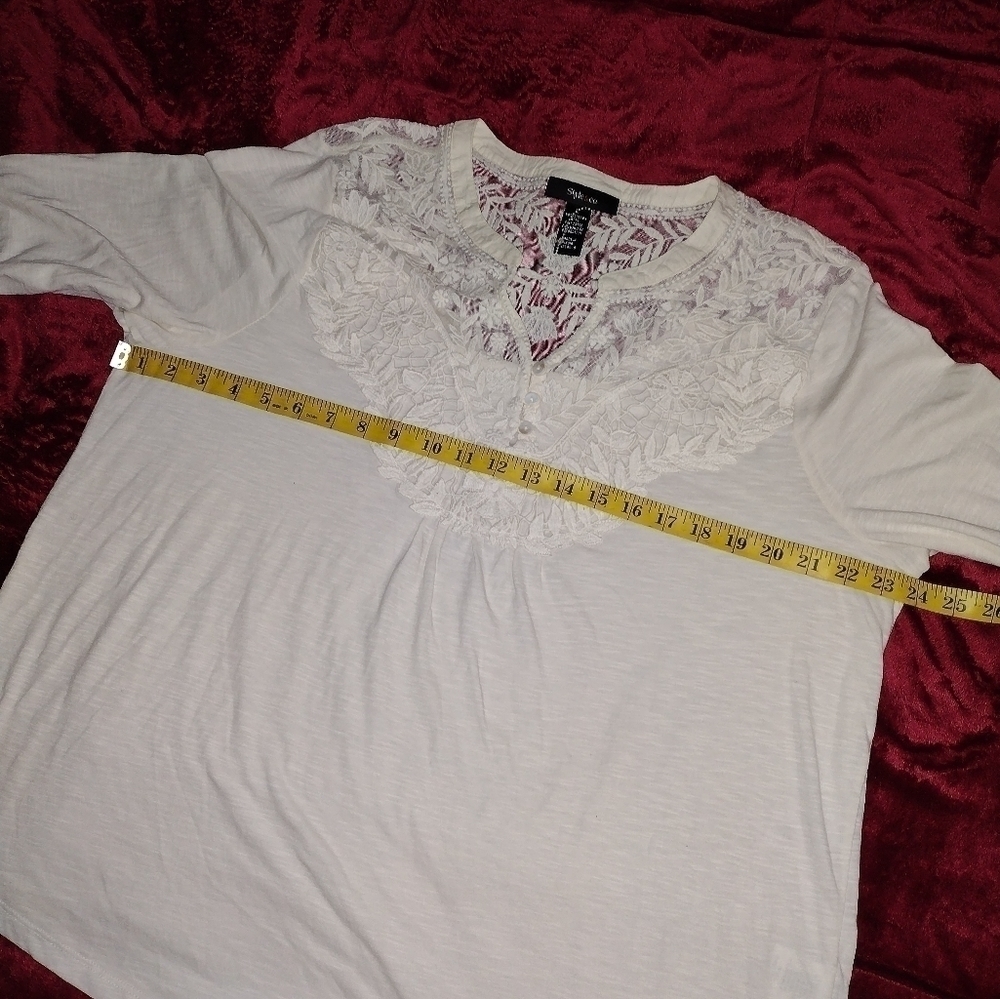 STYLE & Co Lace button down top‎ - Picture 7 of 8